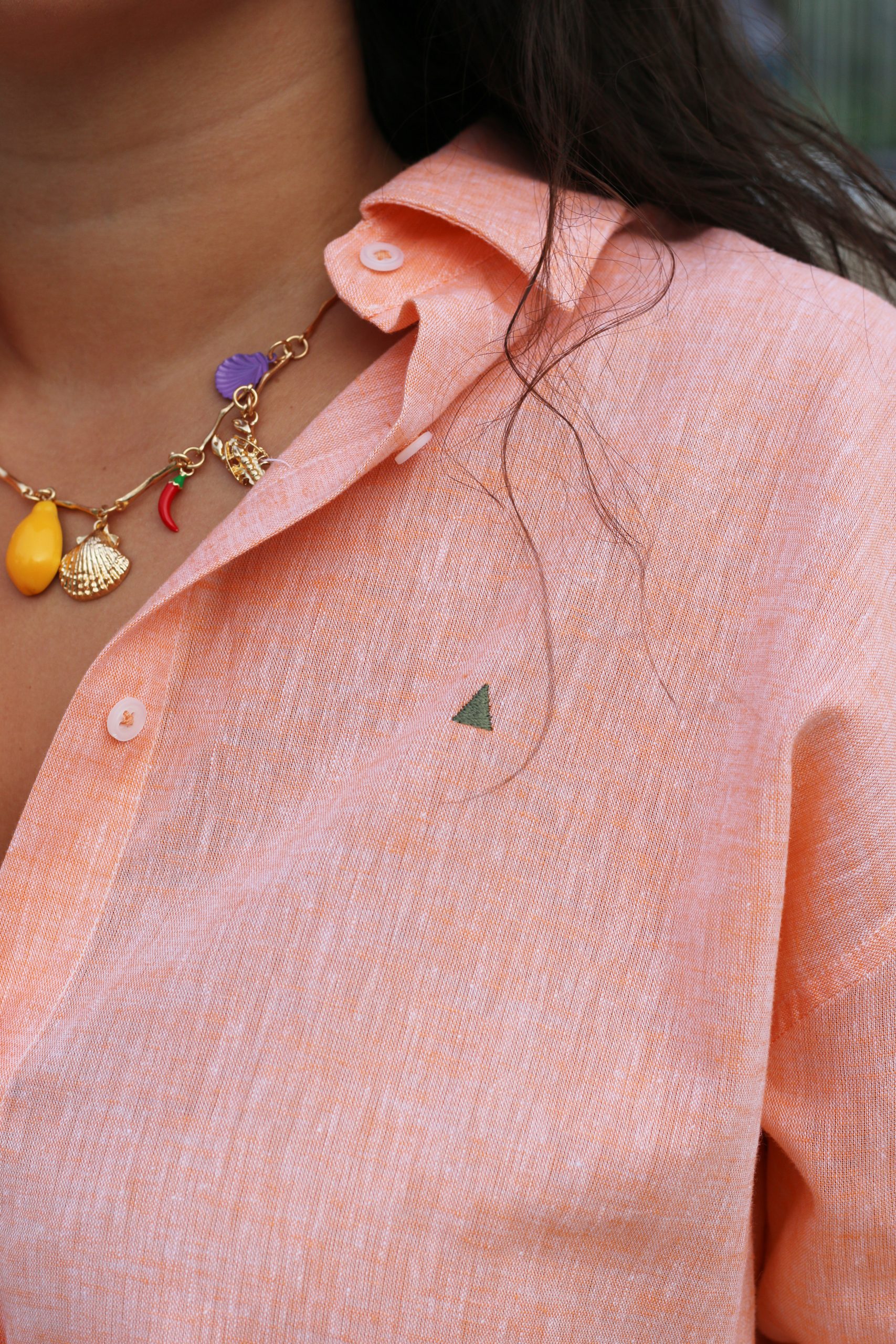CAMISA OVERSIZE LINO NARANJA TRIÁNGULO - Imagen 2