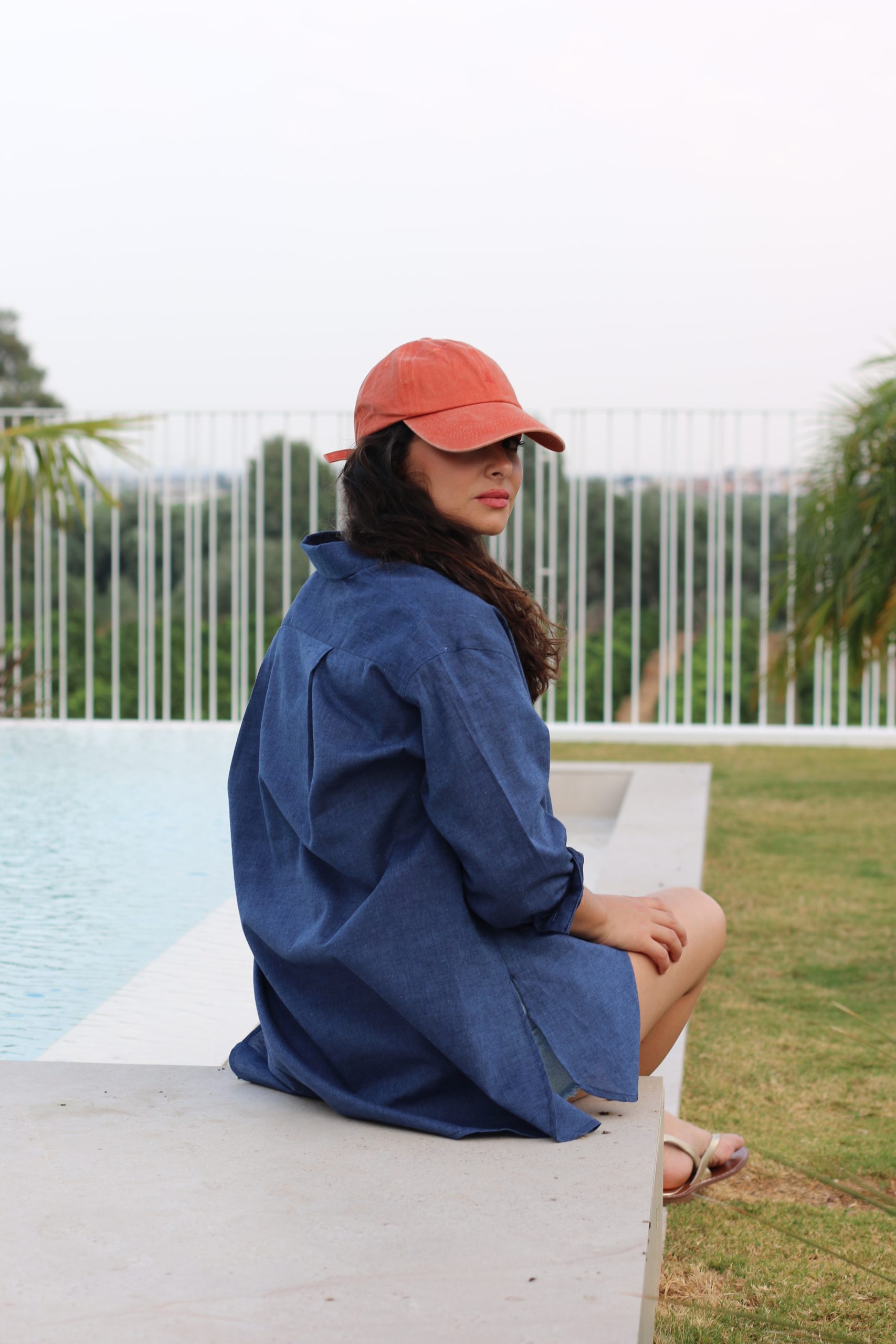 CAMISA OVERSIZE LINO AZUL MARINO TRIÁNGULO