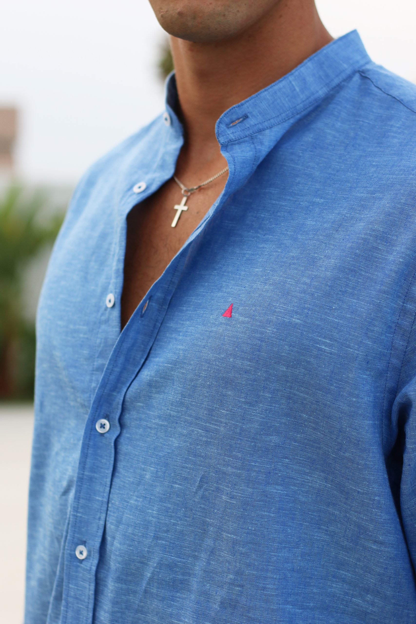 CAMISA LINO AZUL TRIÁNGULO - Imagen 3