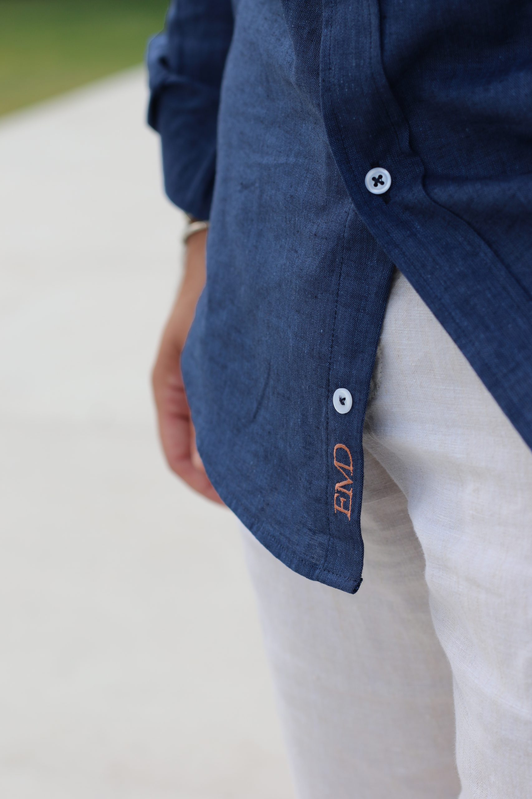 CAMISA LINO AZUL MARINO TRIÁNGULO - Imagen 4