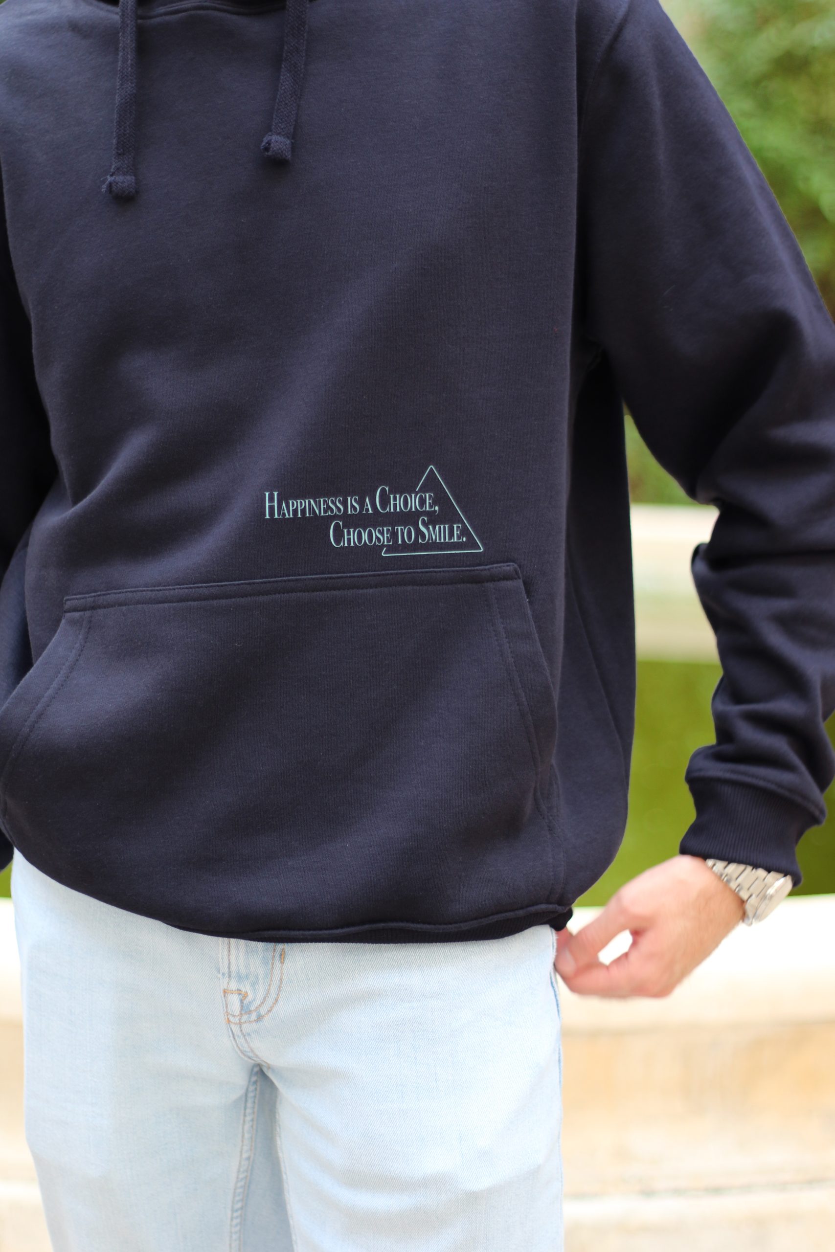 SUDADERA TRIÁNGULO CON CAPUCHA AZUL MARINO - Imagen 5