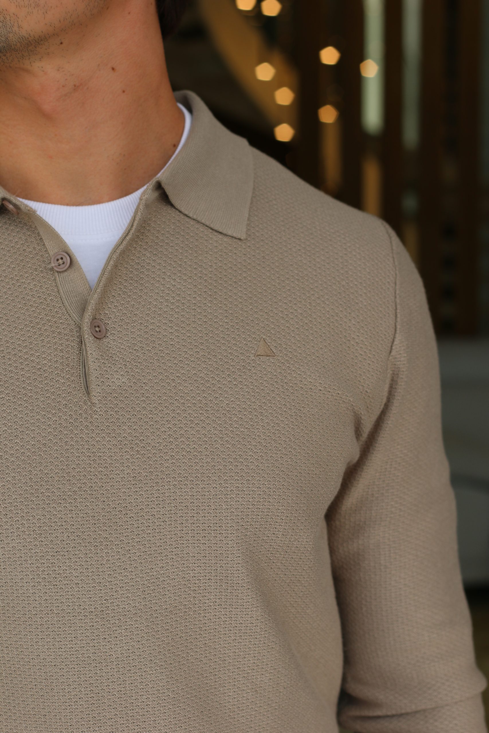 JERSEY PUNTO CUELLO POLO BEIGE - Imagen 3