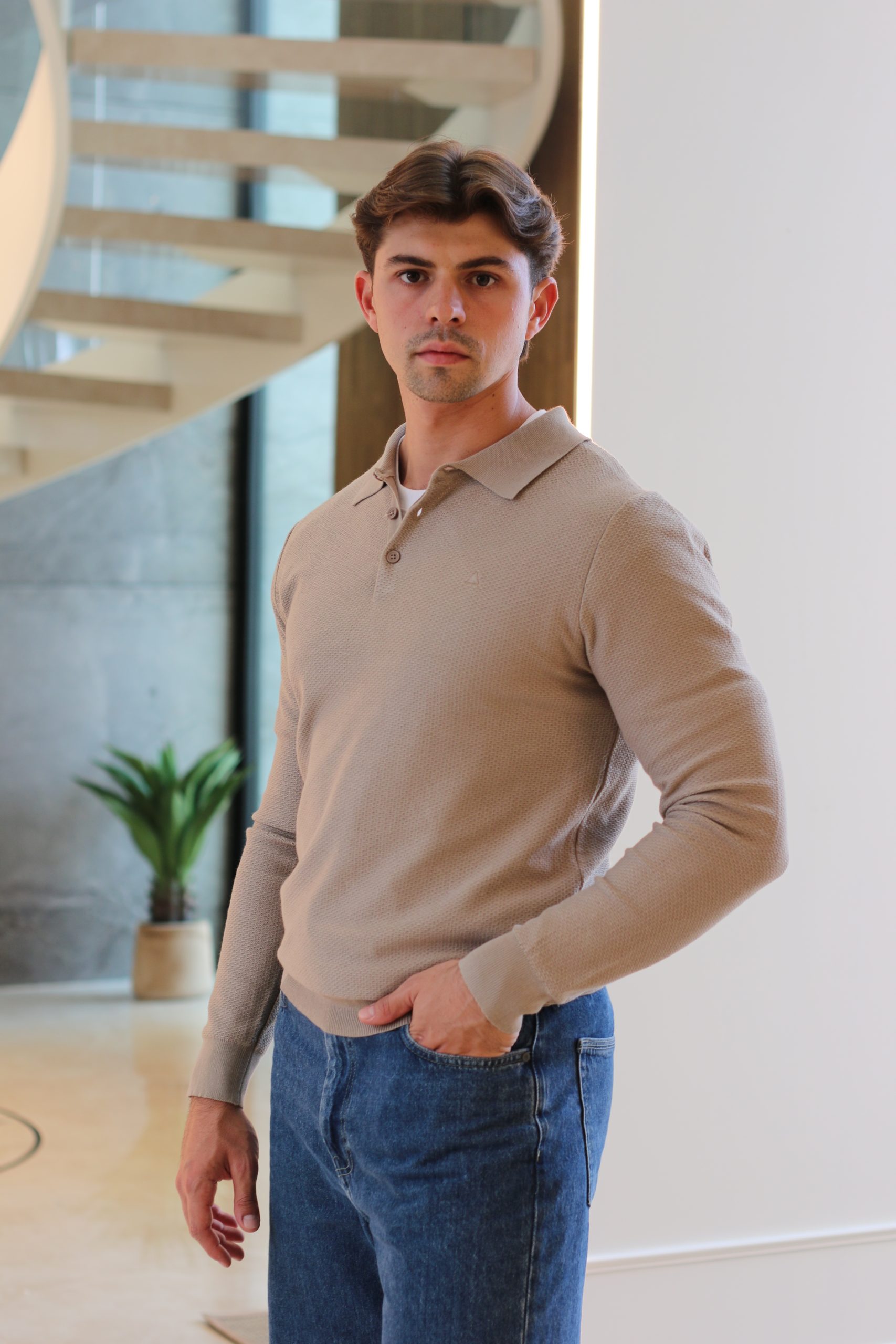 JERSEY PUNTO CUELLO POLO BEIGE
